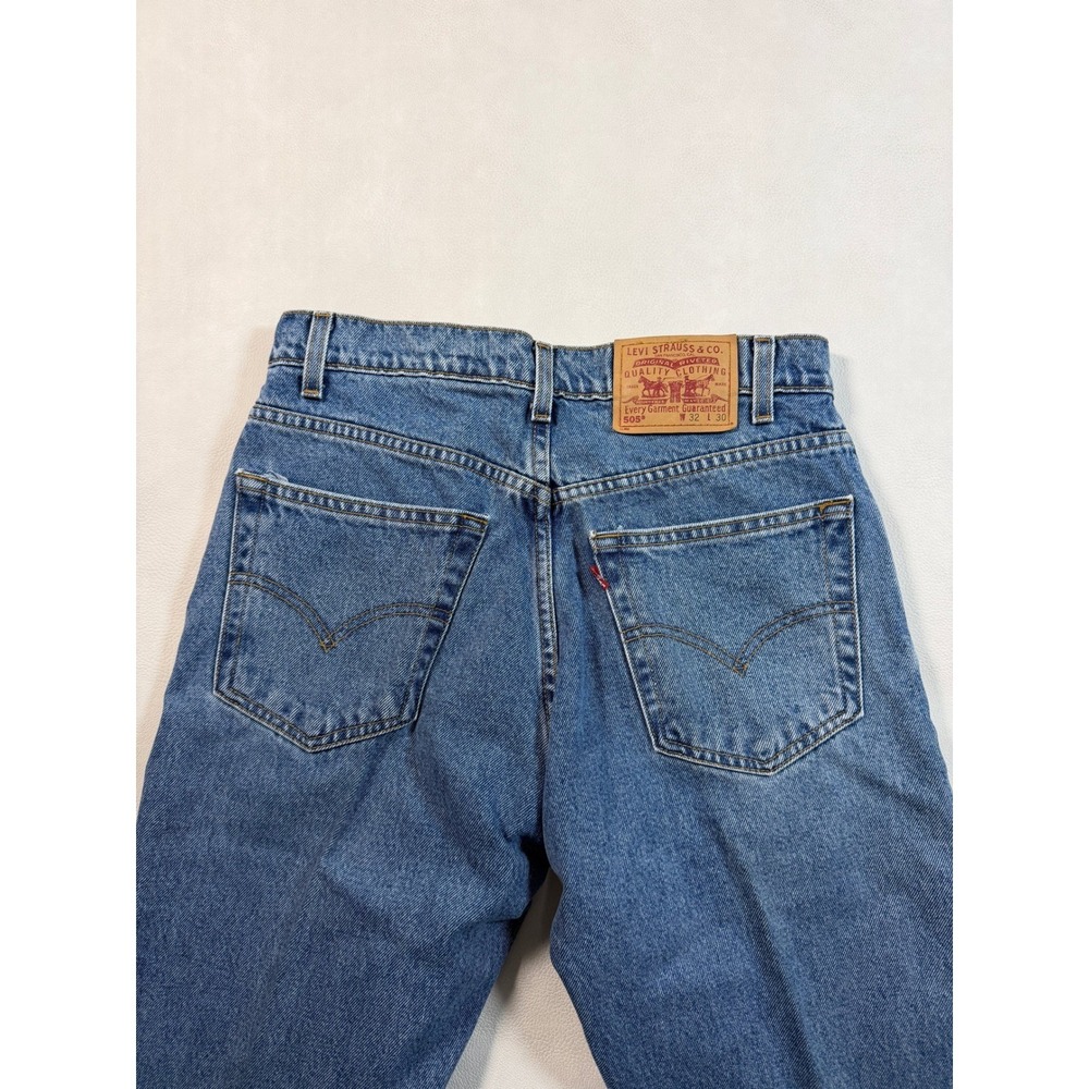 1998 Levis 505 Regular Fit Straight Leg Mens 30x30 Jeans Blue Vintage - Picture 5 of 11